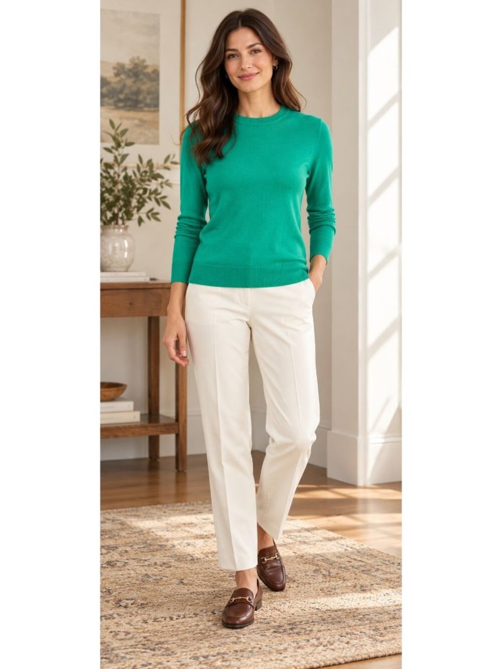 Banana Republic Factory Merino Wool vibrant kelly green crewneck sweater size XS